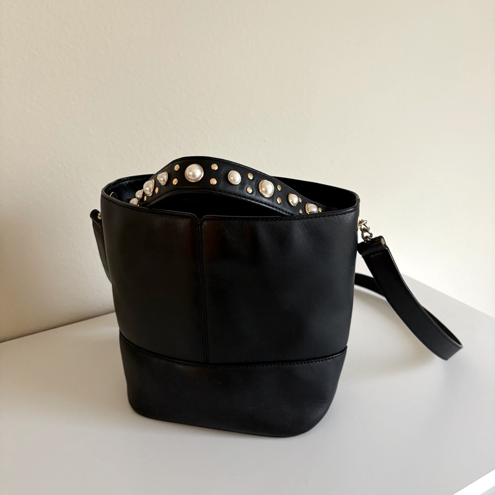 Sandro Lou - Leather Bucket Bag with Pearl handle